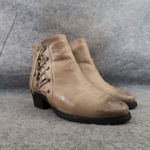 Walking Cradles Shoes Womens 7.5 Bootie Fashion Distressed Boho Lace Leather Zip